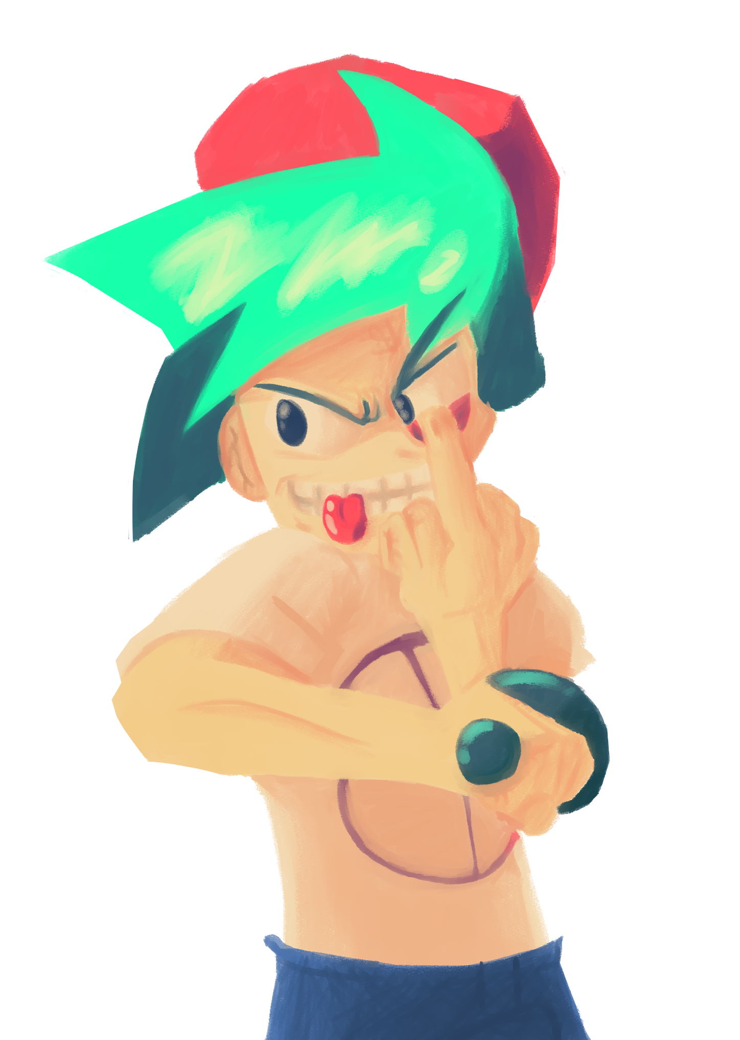 Render of BF from the FNF mod Funkadelix made for a friends' video, FNF Funkadelix. Made on Clip Studio Paint